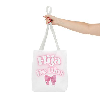 Hija De Dios Chic Tote Bag, Stylish Grocery Bag, Gifts for Mom, Birthday Tote, Inspirational Gift Bag