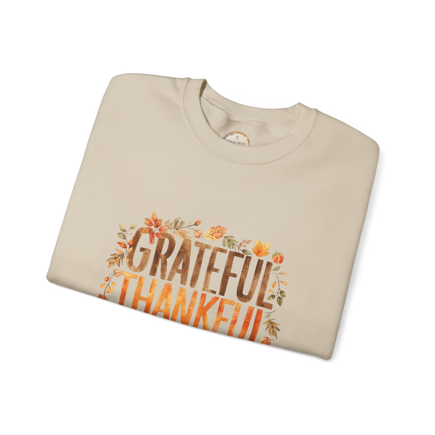 Grateful Thankful Blessed Sweatshirt — Thanksgiving Fall Crewneck