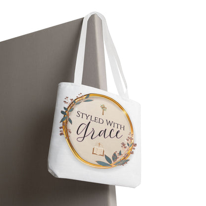 Styled With Grace | Elegant Faith-Inspired Tote Bag, Christian Gift, Inspirational Bag, Stylish Reusable Tote, Religious Accessories