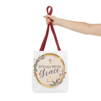 Styled With Grace | Elegant Faith-Inspired Tote Bag, Christian Gift, Inspirational Bag, Stylish Reusable Tote, Religious Accessories