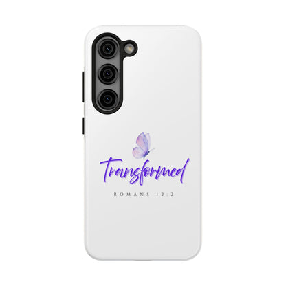 Transformed Phone Case - Inspirational Butterfly Design, Tough Phone Cover, Bible Verse Accessory, Unique Gift for Faith Lovers