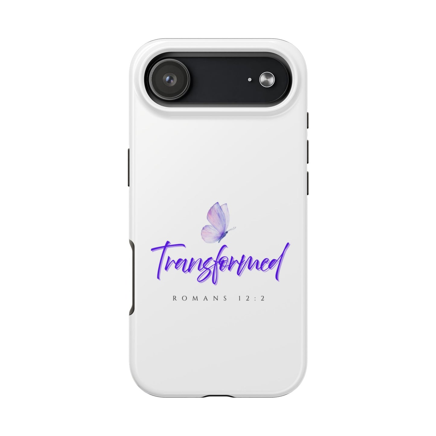 Transformed Phone Case - Inspirational Butterfly Design, Tough Phone Cover, Bible Verse Accessory, Unique Gift for Faith Lovers