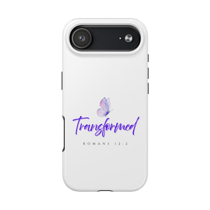 Transformed Phone Case - Inspirational Butterfly Design, Tough Phone Cover, Bible Verse Accessory, Unique Gift for Faith Lovers