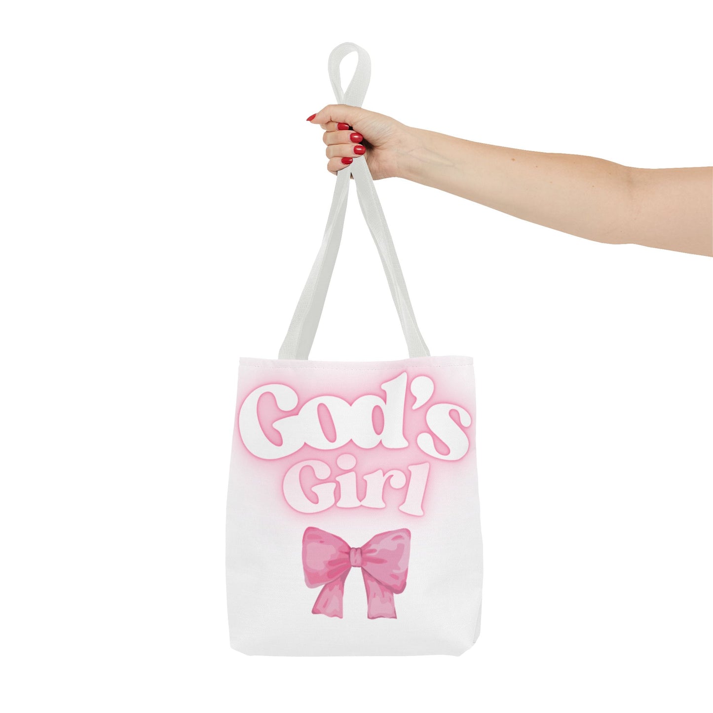 God's Girl Cute Pink Tote Bag, Chic Shopper Bag, Inspirational Gift, Women’s Fashion Accessory, Beach Tote, Pink Bow Design