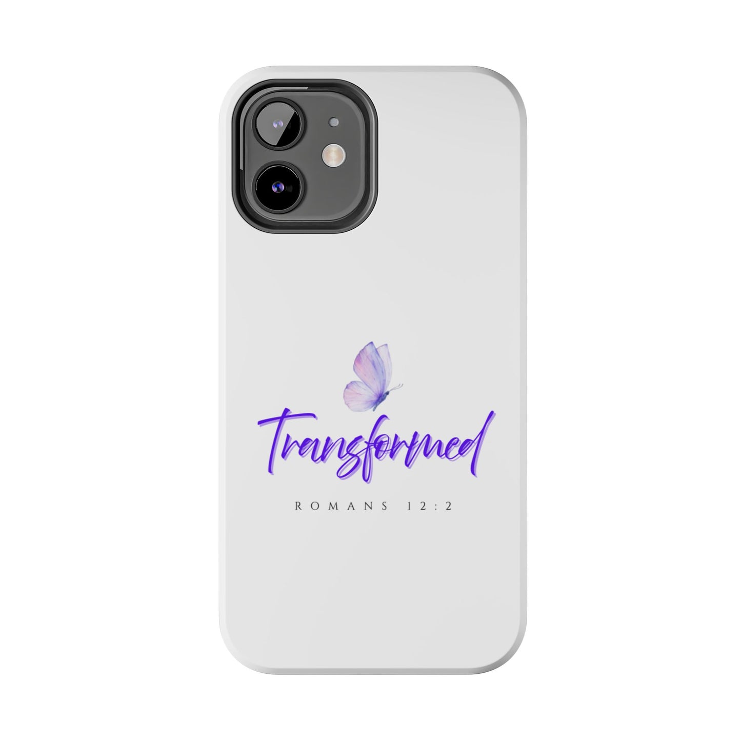 Transformed Phone Case - Inspirational Butterfly Design, Tough Phone Cover, Bible Verse Accessory, Unique Gift for Faith Lovers