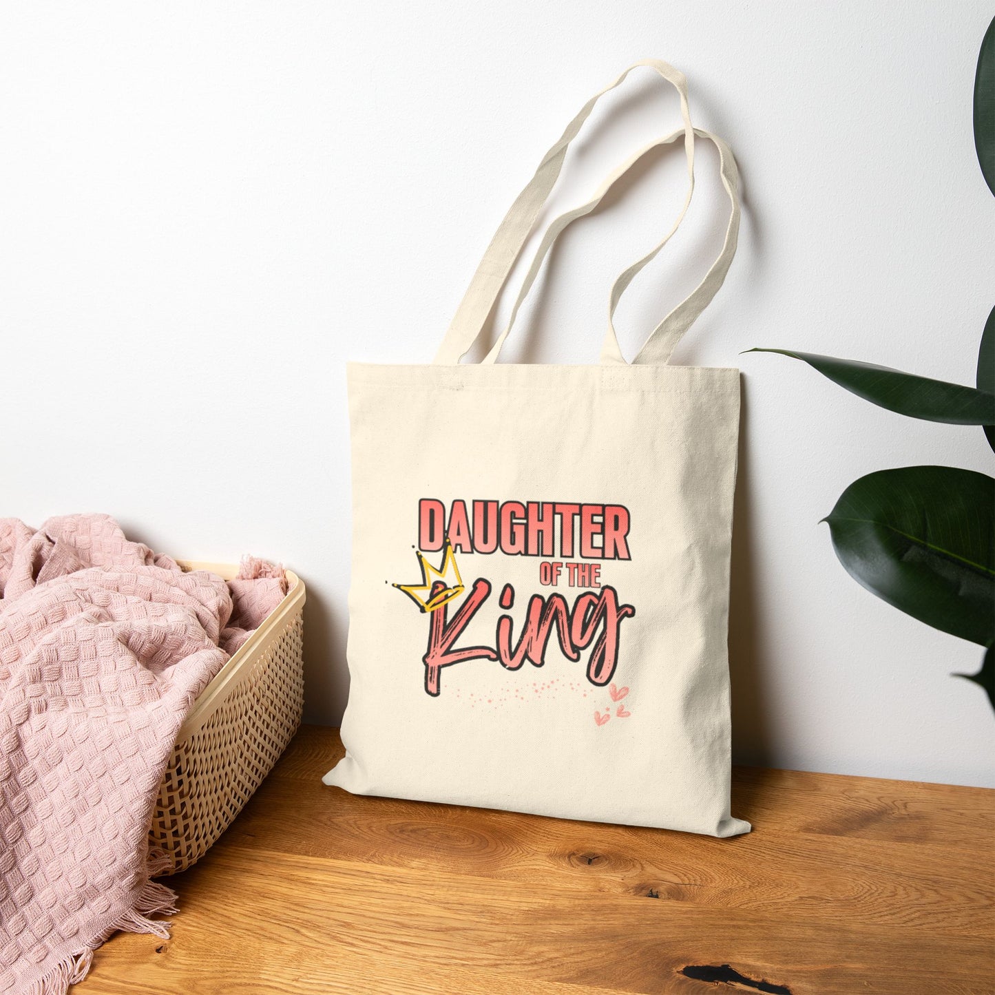 Daughter of the King Canvas Tote Bag – Faith-Based Christian Gift