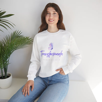 Transformada Crewneck Sweatshirt — Purple Butterfly Inspirational Pullover