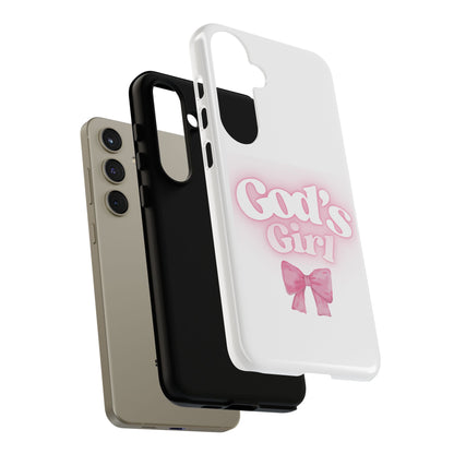 God's Girl Cute Phone Case, Pink Bow Case, Faith-Based Gifts, Christian Accessories, Birthday Present, Inspirational Jewelry
