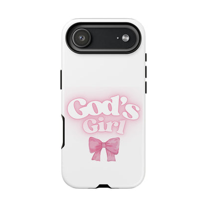 God's Girl Cute Phone Case, Pink Bow Case, Faith-Based Gifts, Christian Accessories, Birthday Present, Inspirational Jewelry