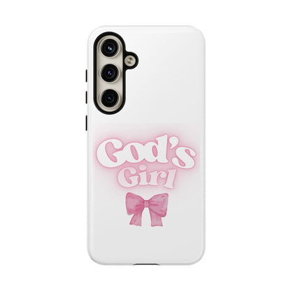God's Girl Cute Phone Case, Pink Bow Case, Faith-Based Gifts, Christian Accessories, Birthday Present, Inspirational Jewelry