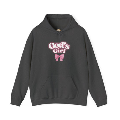 God's Girl Pink Bow Hoodie, Cute Christian Sweatshirt, Cozy Gift for Her, Inspirational Apparel, Faith-Based Clothing