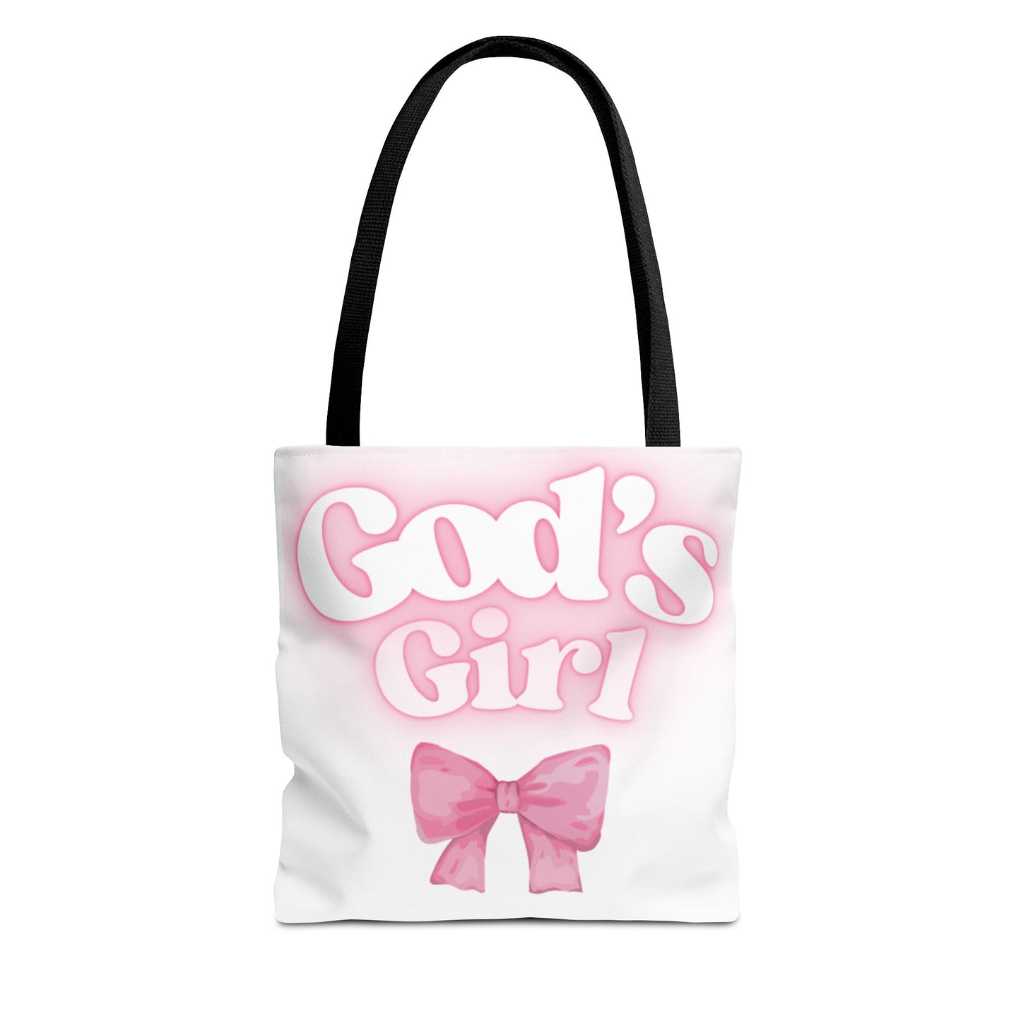 God's Girl Cute Pink Tote Bag, Chic Shopper Bag, Inspirational Gift, Women’s Fashion Accessory, Beach Tote, Pink Bow Design