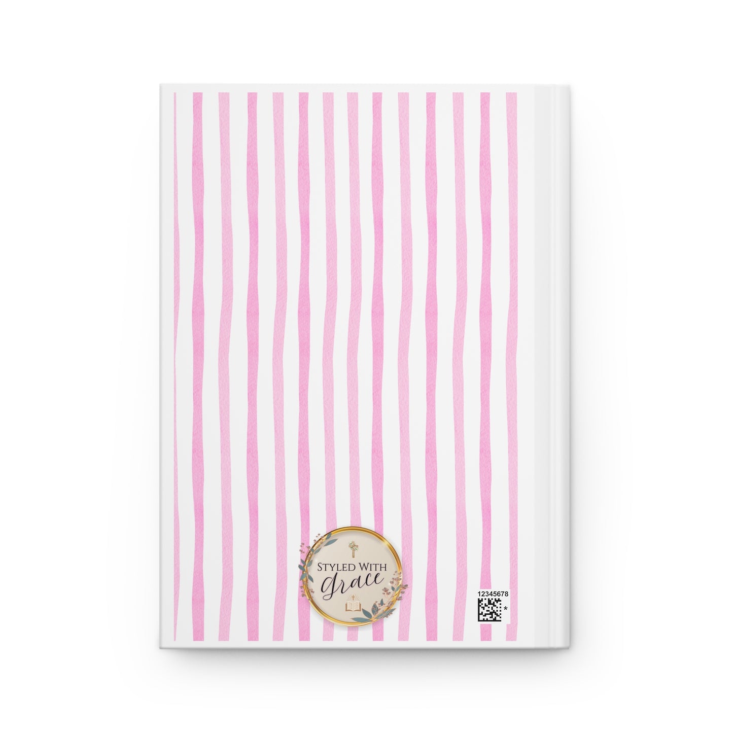 "His Mercies Are New Every Morning" (Lamentations 3:23) Hardcover Journal — Pink Stripes & Bow