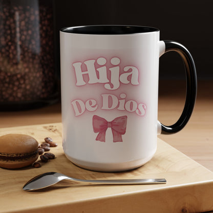 Hija De Dios Accent Coffee Mug - Perfect Gift for Moms, Inspirational Drinkware, Birthday, Faith Celebration, Unique Coffee Cup