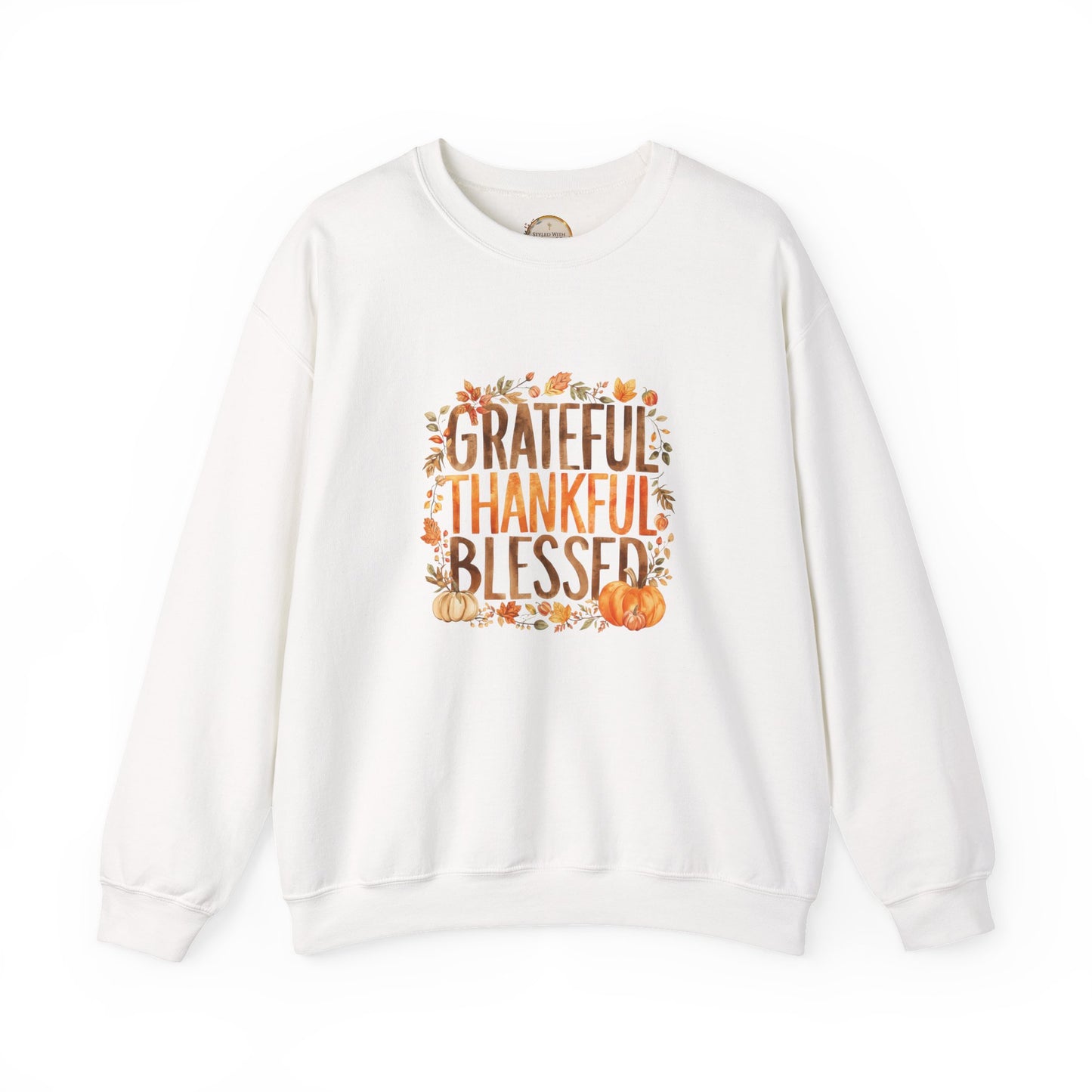 Grateful Thankful Blessed Sweatshirt — Thanksgiving Fall Crewneck