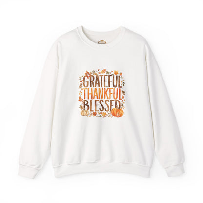 Grateful Thankful Blessed Sweatshirt — Thanksgiving Fall Crewneck