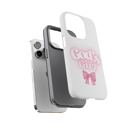 God's Girl Cute Phone Case, Pink Bow Case, Faith-Based Gifts, Christian Accessories, Birthday Present, Inspirational Jewelry