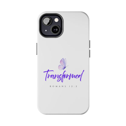 Transformed Phone Case - Inspirational Butterfly Design, Tough Phone Cover, Bible Verse Accessory, Unique Gift for Faith Lovers