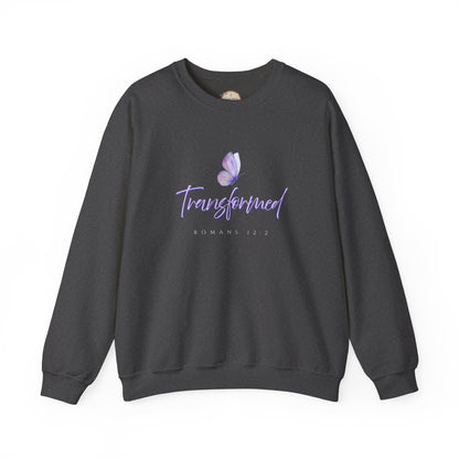 Transformed Butterfly Sweatshirt — Romans 12:2 Christian Crewneck