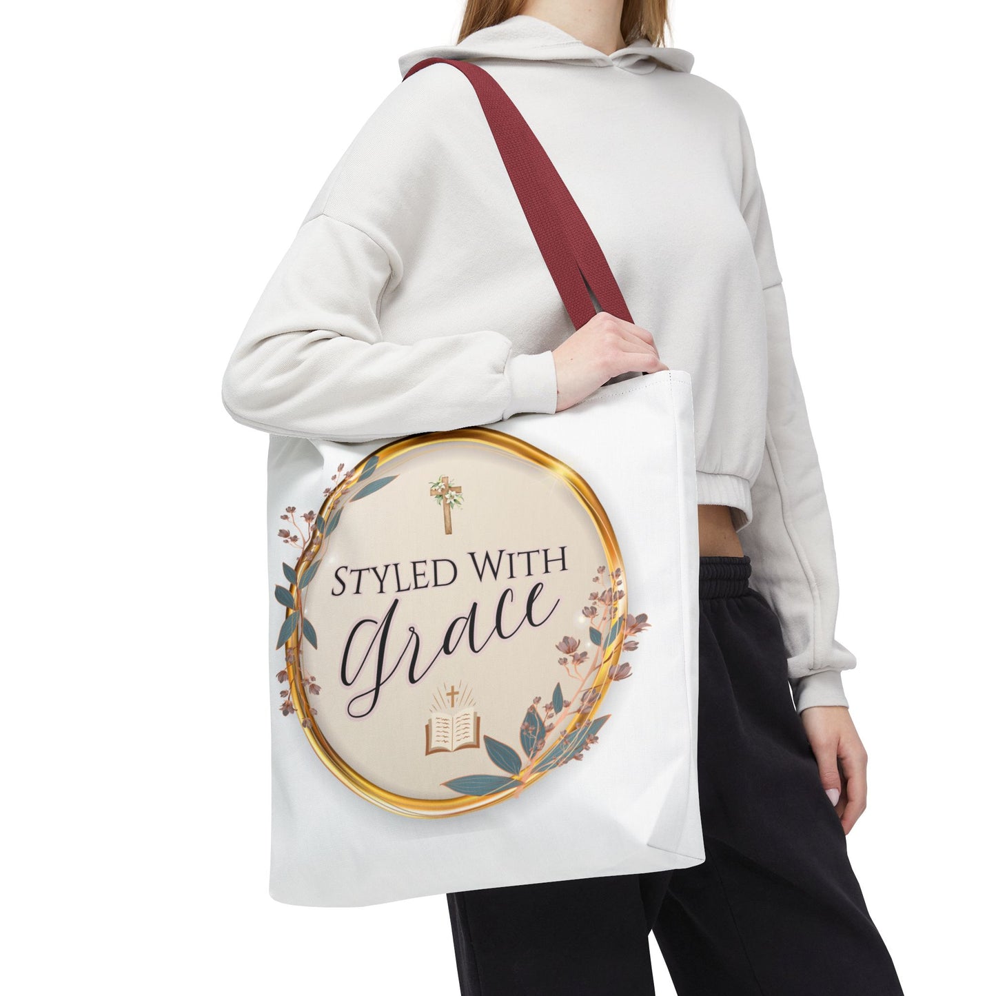 Styled With Grace | Elegant Faith-Inspired Tote Bag, Christian Gift, Inspirational Bag, Stylish Reusable Tote, Religious Accessories