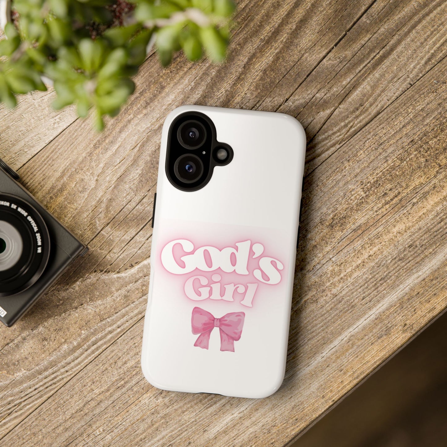 God's Girl Cute Phone Case, Pink Bow Case, Faith-Based Gifts, Christian Accessories, Birthday Present, Inspirational Jewelry