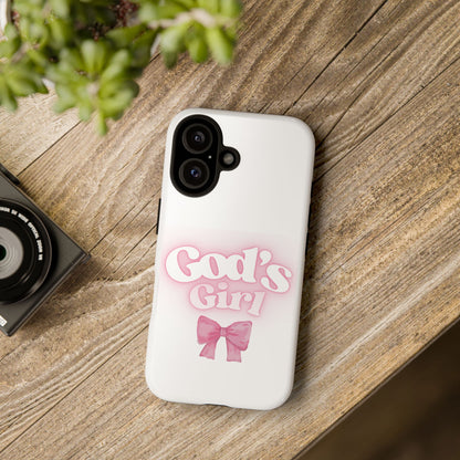 God's Girl Cute Phone Case, Pink Bow Case, Faith-Based Gifts, Christian Accessories, Birthday Present, Inspirational Jewelry
