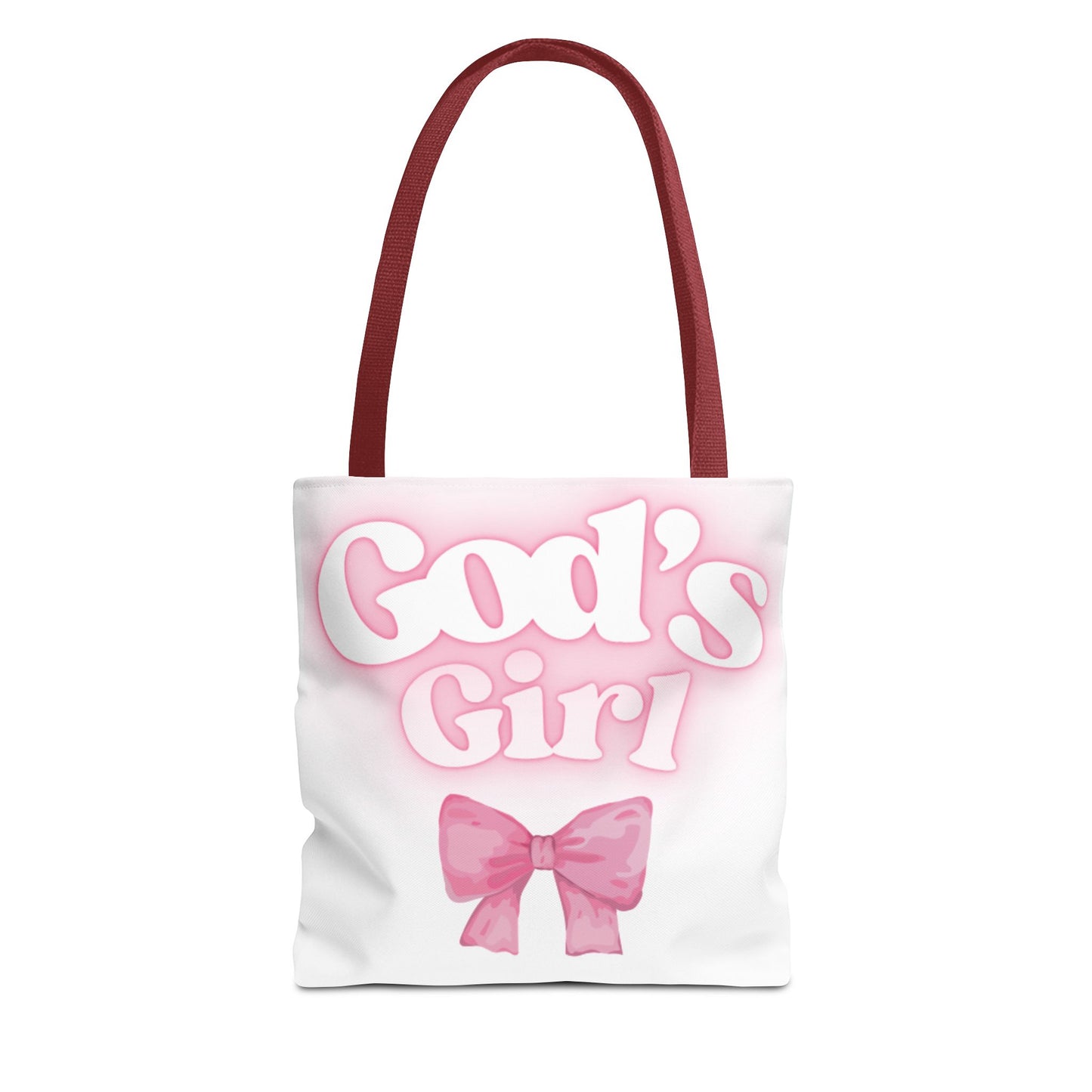 God's Girl Cute Pink Tote Bag, Chic Shopper Bag, Inspirational Gift, Women’s Fashion Accessory, Beach Tote, Pink Bow Design