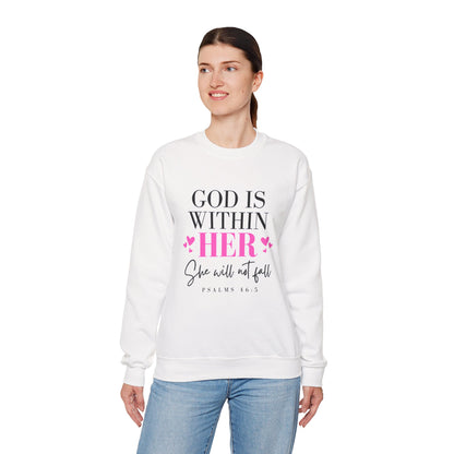 Empowering Crewneck Sweatshirt - "God is Within Her" Psalm 46:5