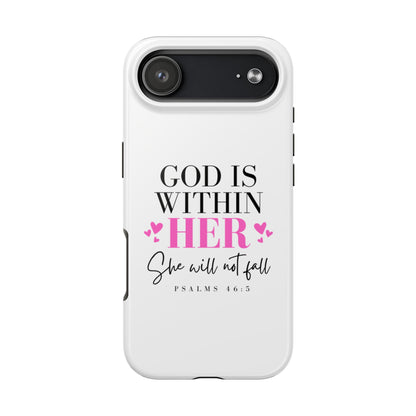 Empowering Tough Phone Case - "God is Within Her" Inspirational Design
