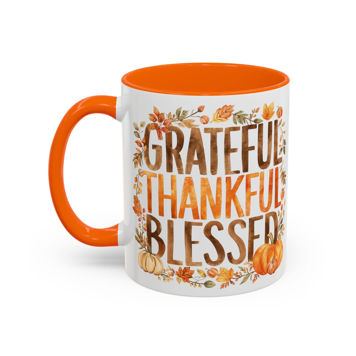 Grateful Thankful Blessed - Accent Coffee Mug (11, 15oz)