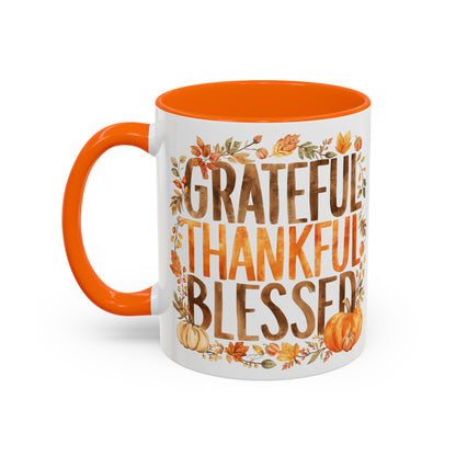 Grateful Thankful Blessed - Accent Coffee Mug (11, 15oz)