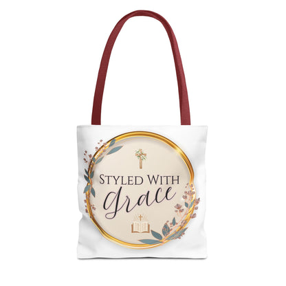 Styled With Grace | Elegant Faith-Inspired Tote Bag, Christian Gift, Inspirational Bag, Stylish Reusable Tote, Religious Accessories