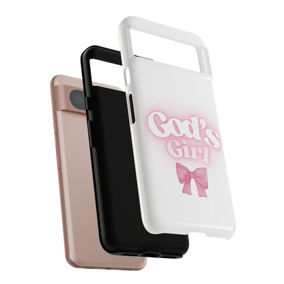 God's Girl Cute Phone Case, Pink Bow Case, Faith-Based Gifts, Christian Accessories, Birthday Present, Inspirational Jewelry