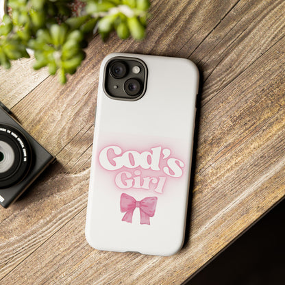 God's Girl Cute Phone Case, Pink Bow Case, Faith-Based Gifts, Christian Accessories, Birthday Present, Inspirational Jewelry