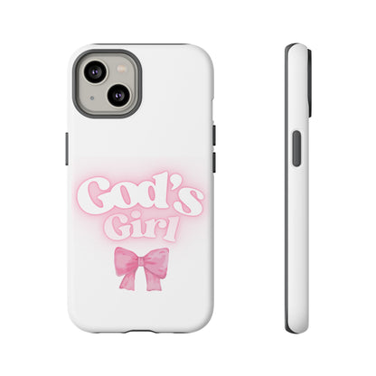 God's Girl Cute Phone Case, Pink Bow Case, Faith-Based Gifts, Christian Accessories, Birthday Present, Inspirational Jewelry