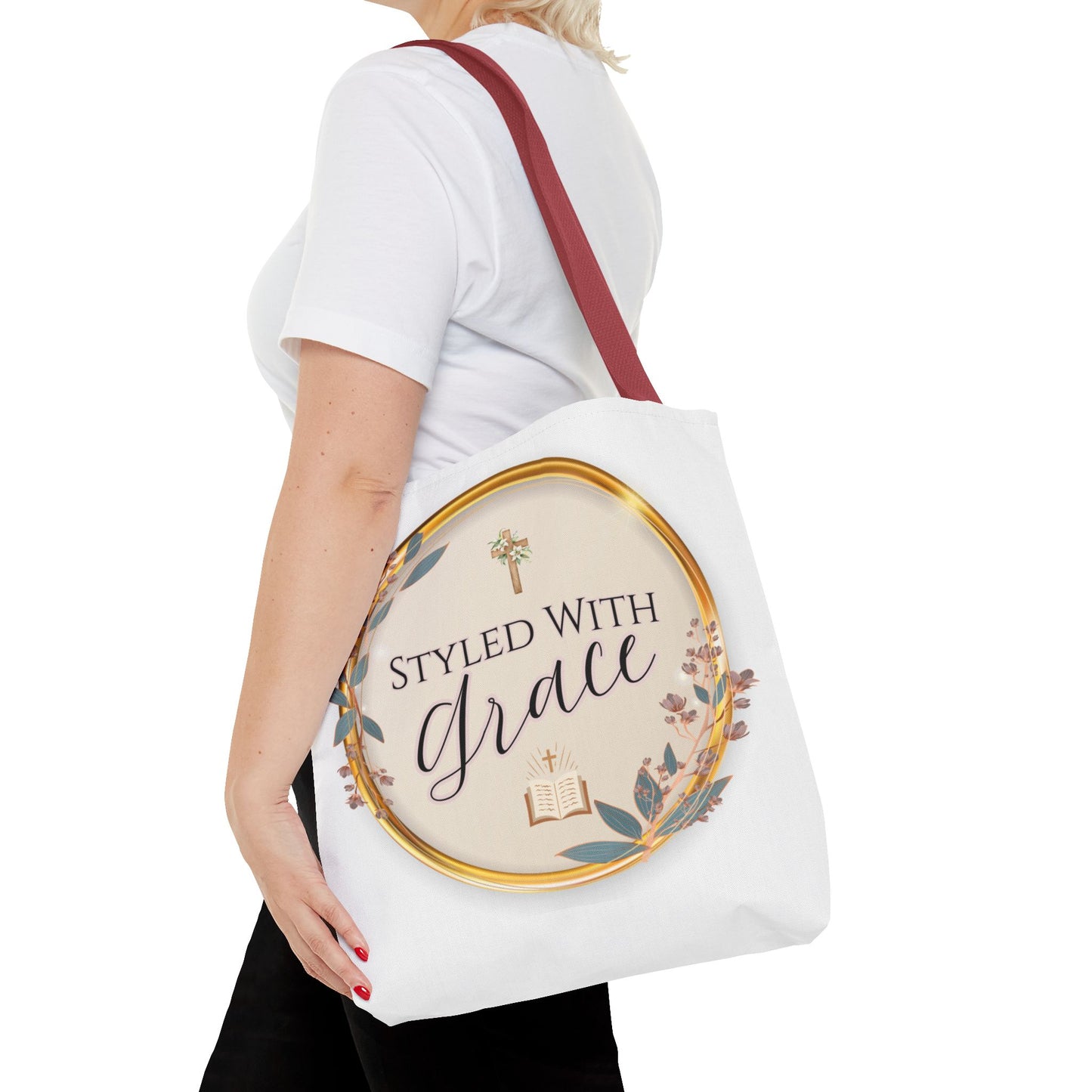 Styled With Grace | Elegant Faith-Inspired Tote Bag, Christian Gift, Inspirational Bag, Stylish Reusable Tote, Religious Accessories