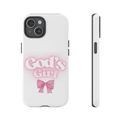 God's Girl Cute Phone Case, Pink Bow Case, Faith-Based Gifts, Christian Accessories, Birthday Present, Inspirational Jewelry