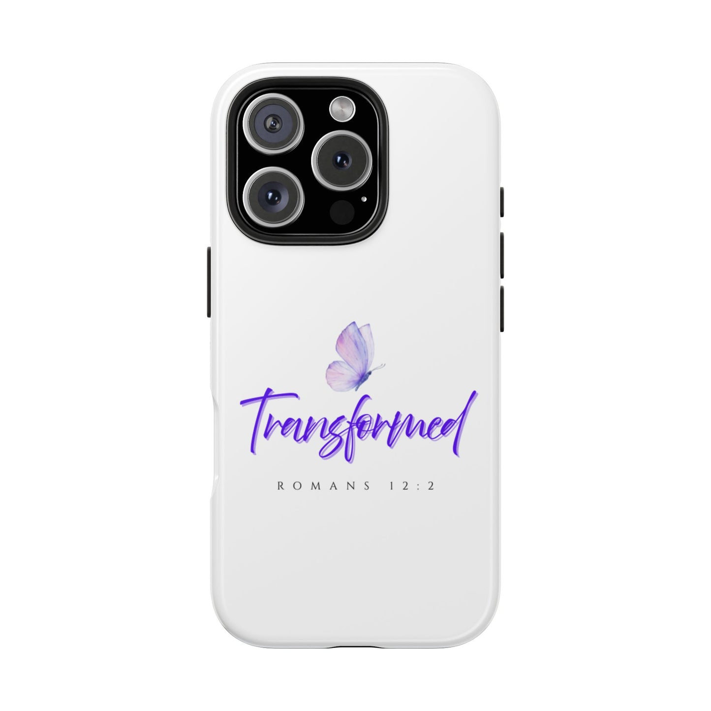Transformed Phone Case - Inspirational Butterfly Design, Tough Phone Cover, Bible Verse Accessory, Unique Gift for Faith Lovers