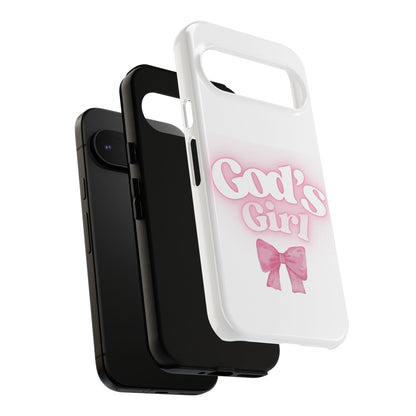 God's Girl Cute Phone Case, Pink Bow Case, Faith-Based Gifts, Christian Accessories, Birthday Present, Inspirational Jewelry