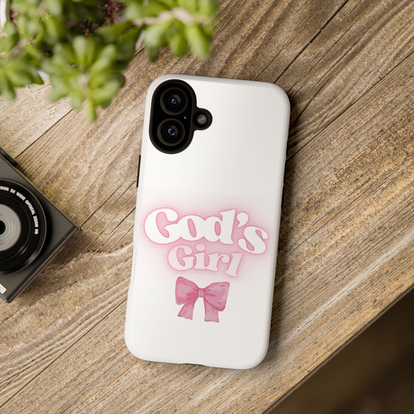 God's Girl Cute Phone Case, Pink Bow Case, Faith-Based Gifts, Christian Accessories, Birthday Present, Inspirational Jewelry