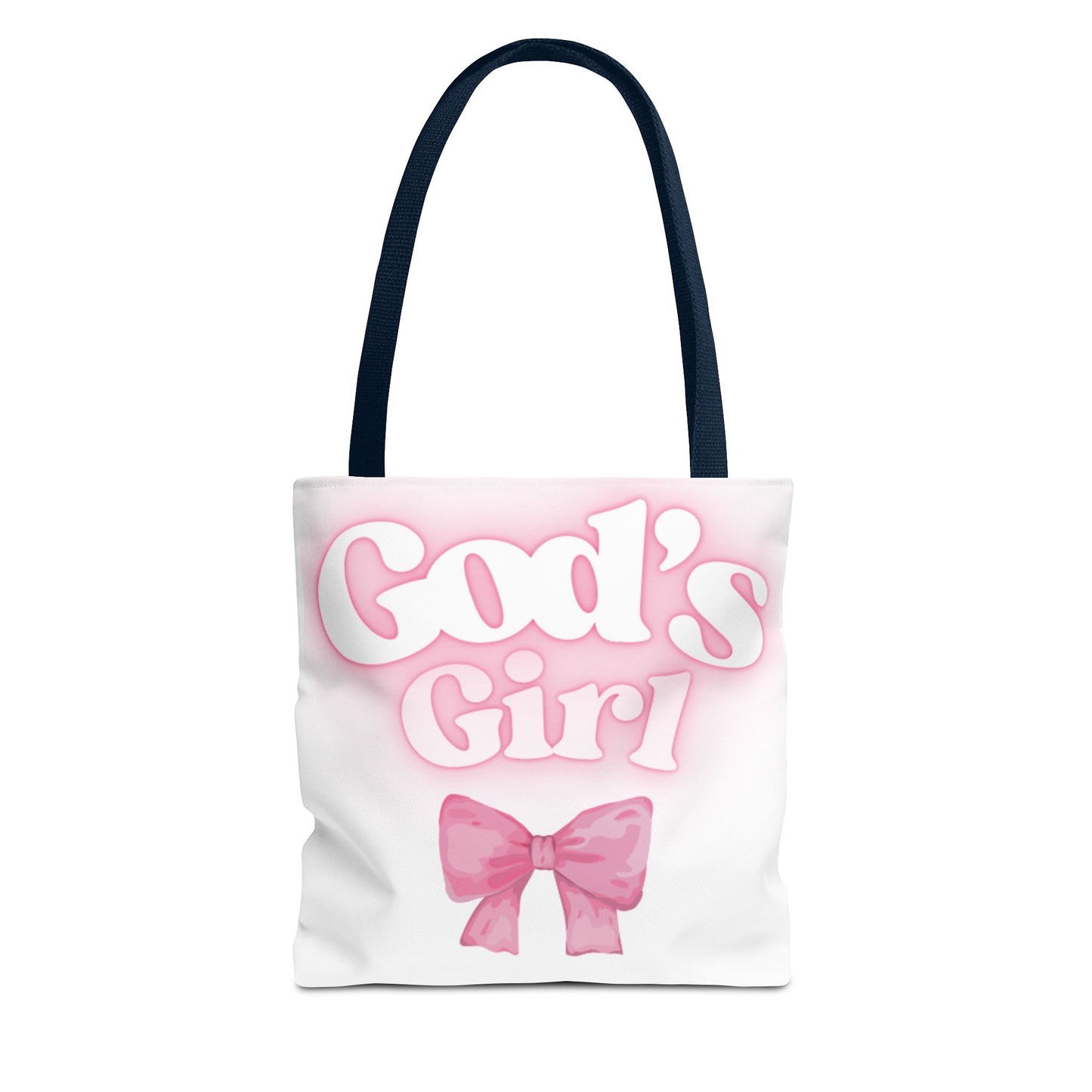 God's Girl Cute Pink Tote Bag, Chic Shopper Bag, Inspirational Gift, Women’s Fashion Accessory, Beach Tote, Pink Bow Design