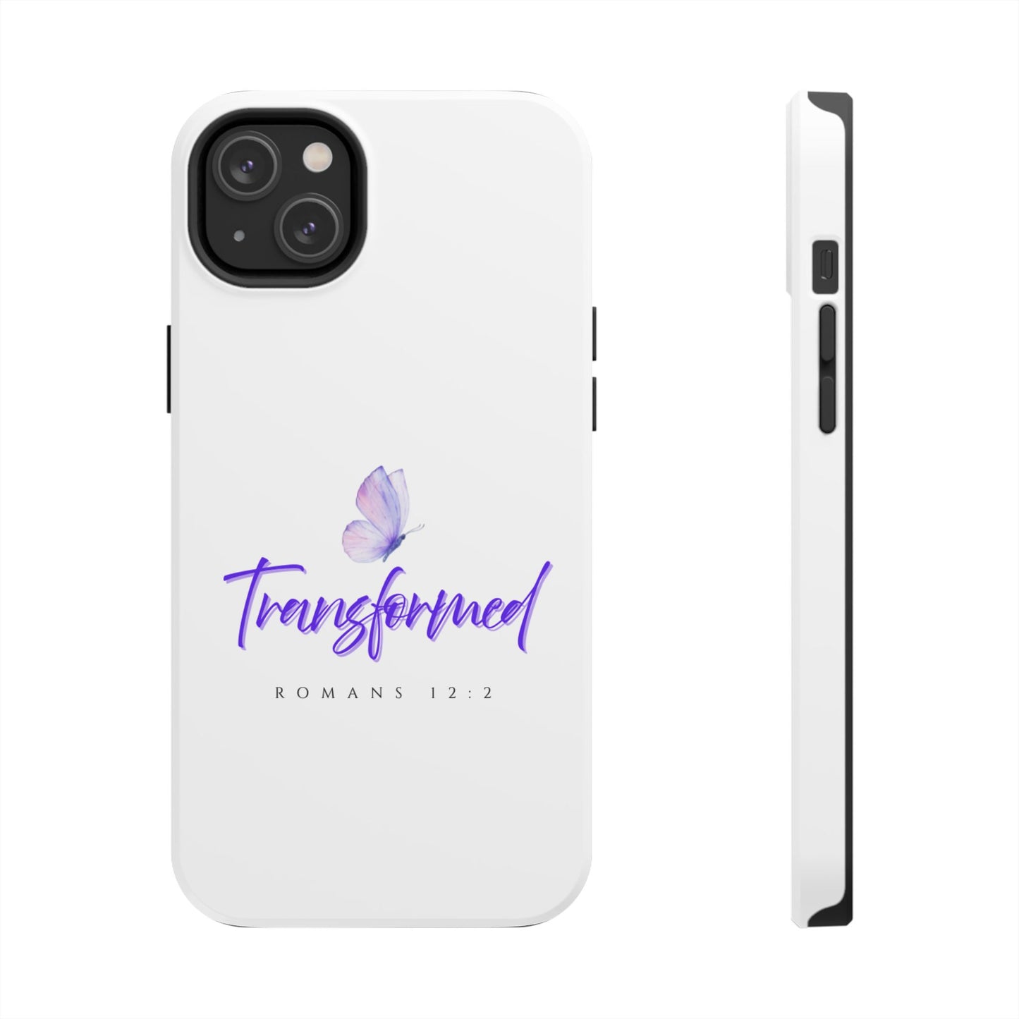 Transformed Phone Case - Inspirational Butterfly Design, Tough Phone Cover, Bible Verse Accessory, Unique Gift for Faith Lovers