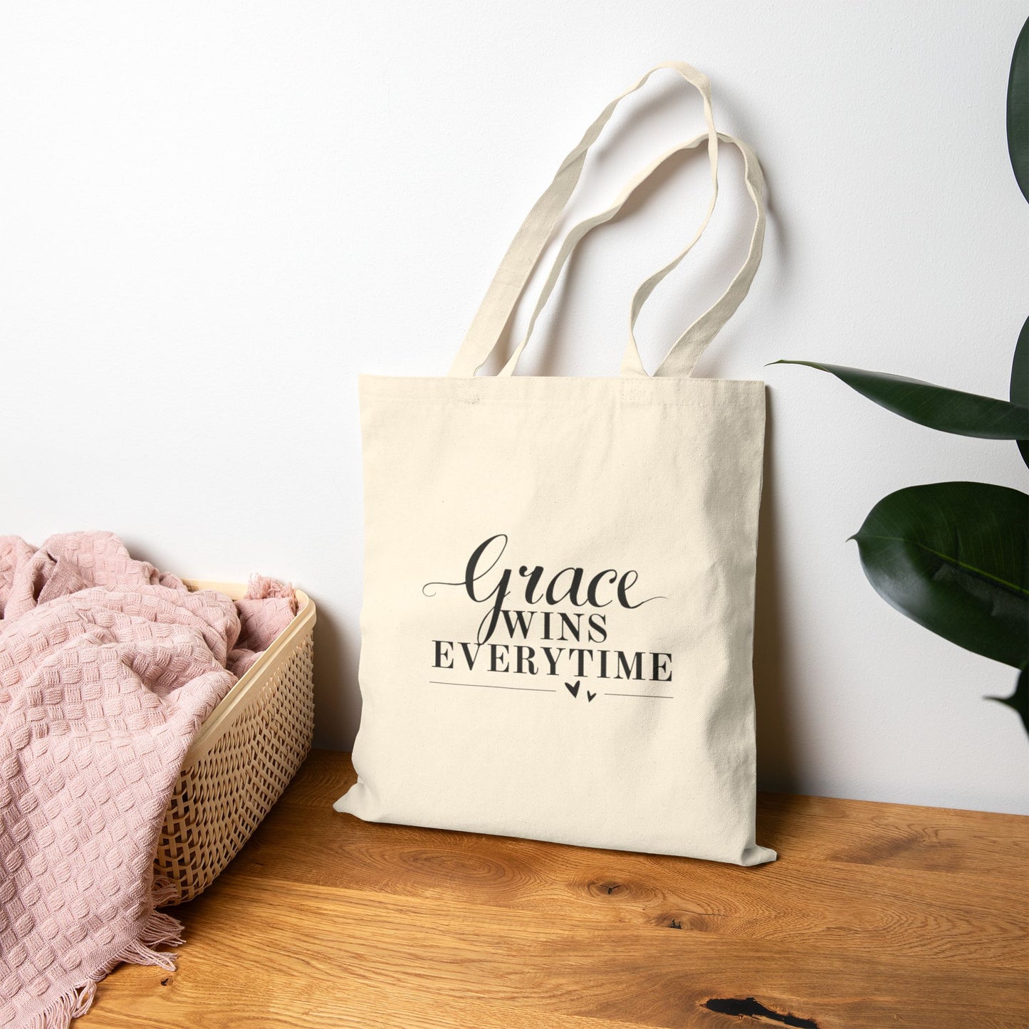 Grace Wins Everytime Cotton Canvas Tote Bag