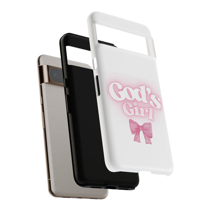 God's Girl Cute Phone Case, Pink Bow Case, Faith-Based Gifts, Christian Accessories, Birthday Present, Inspirational Jewelry