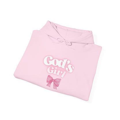 God's Girl Pink Bow Hoodie, Cute Christian Sweatshirt, Cozy Gift for Her, Inspirational Apparel, Faith-Based Clothing