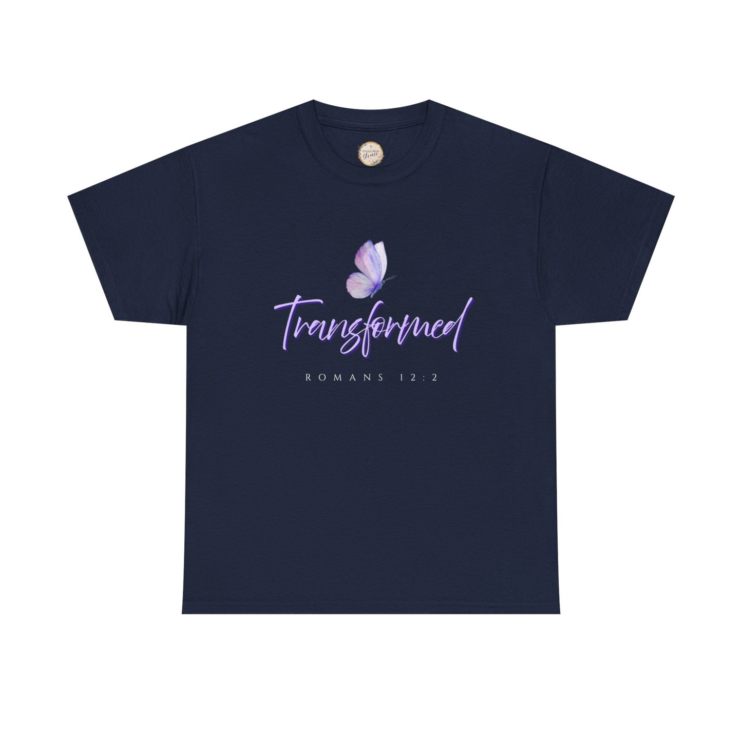 Transformed Unisex Heavy Cotton Tee - Inspirational Shirt, Motivational Gift, Christian Apparel, Everyday Wear, Butterfly Design