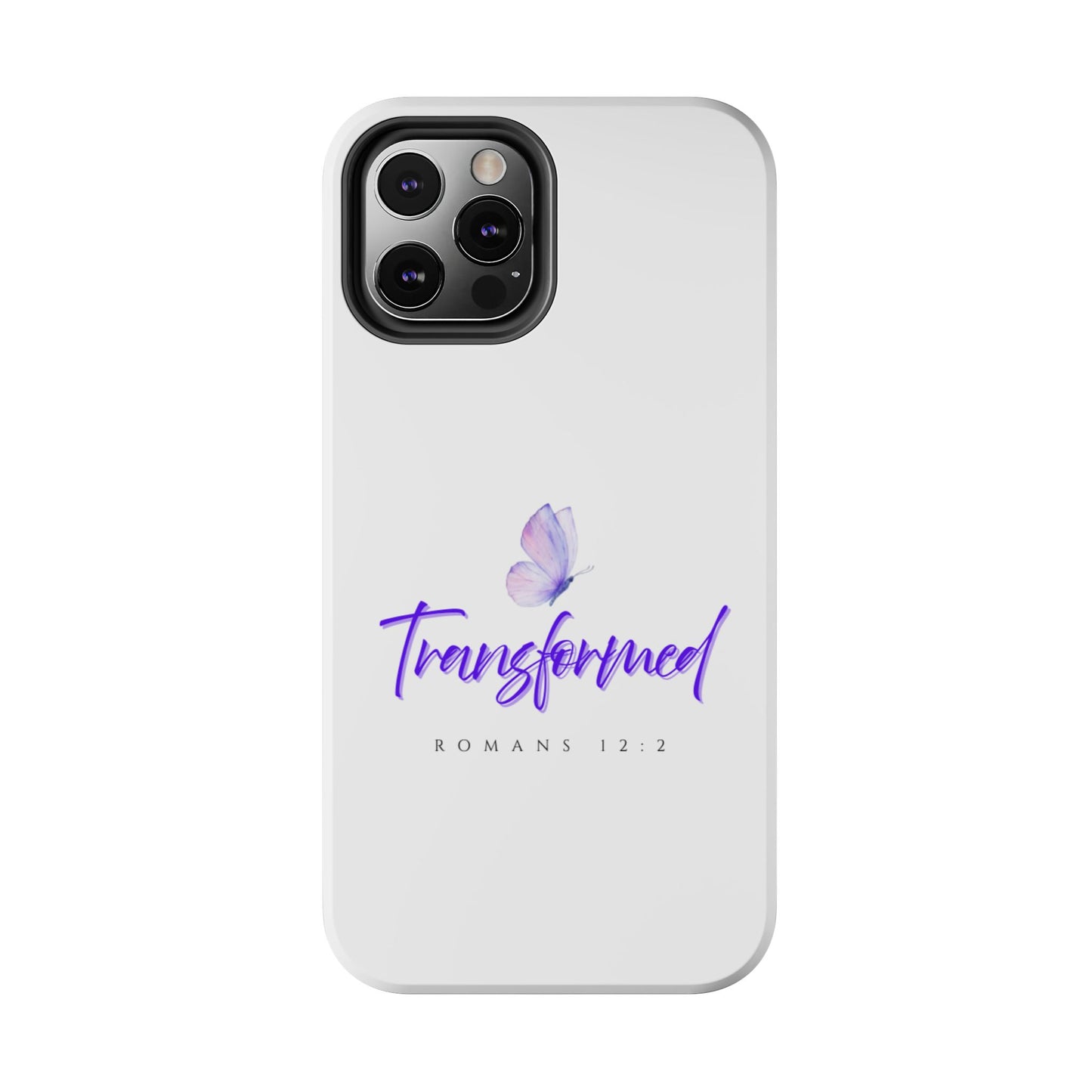Transformed Phone Case - Inspirational Butterfly Design, Tough Phone Cover, Bible Verse Accessory, Unique Gift for Faith Lovers