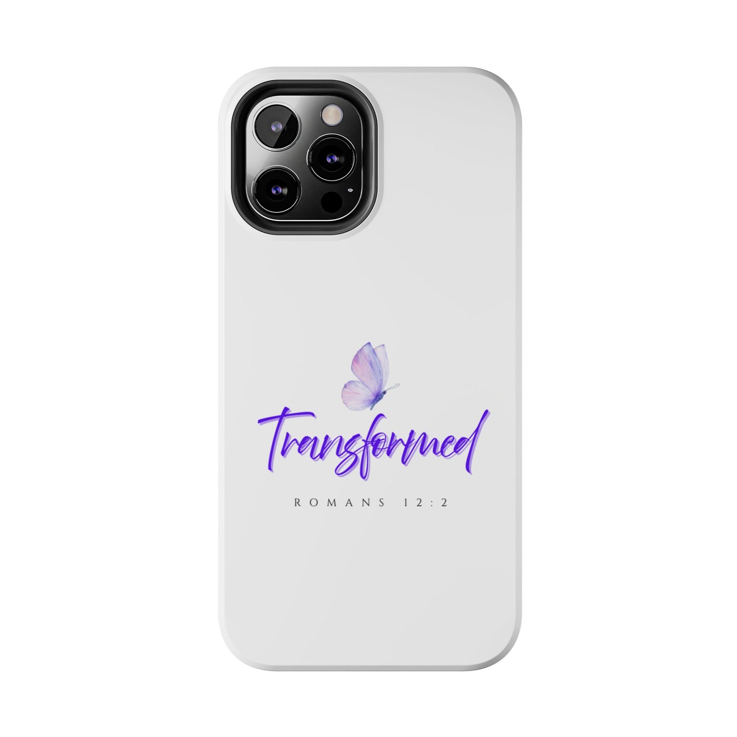 Transformed Phone Case - Inspirational Butterfly Design, Tough Phone Cover, Bible Verse Accessory, Unique Gift for Faith Lovers