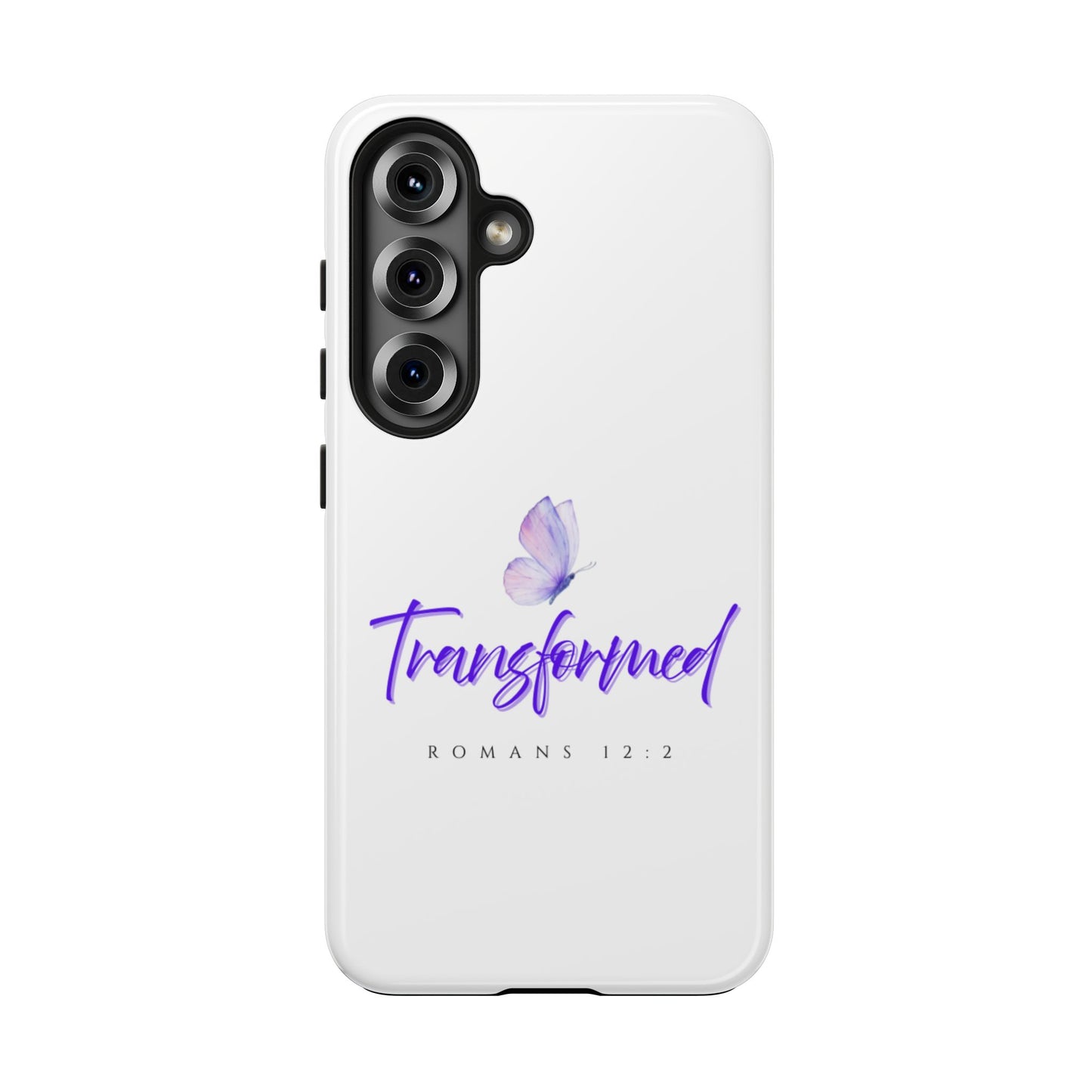 Transformed Phone Case - Inspirational Butterfly Design, Tough Phone Cover, Bible Verse Accessory, Unique Gift for Faith Lovers