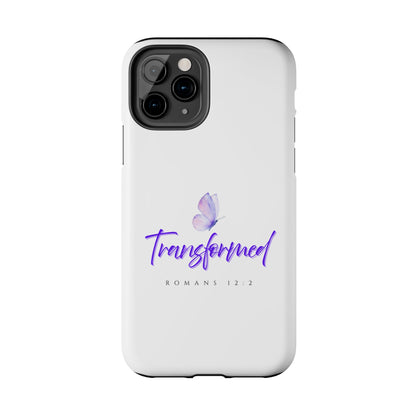 Transformed Phone Case - Inspirational Butterfly Design, Tough Phone Cover, Bible Verse Accessory, Unique Gift for Faith Lovers